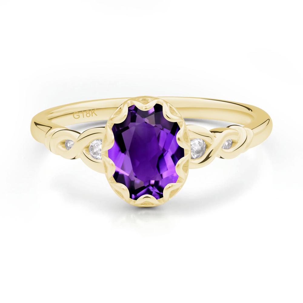 Amethyst Vintage Oval Engagement Ring - LUO Jewelry #metal_18k yellow gold