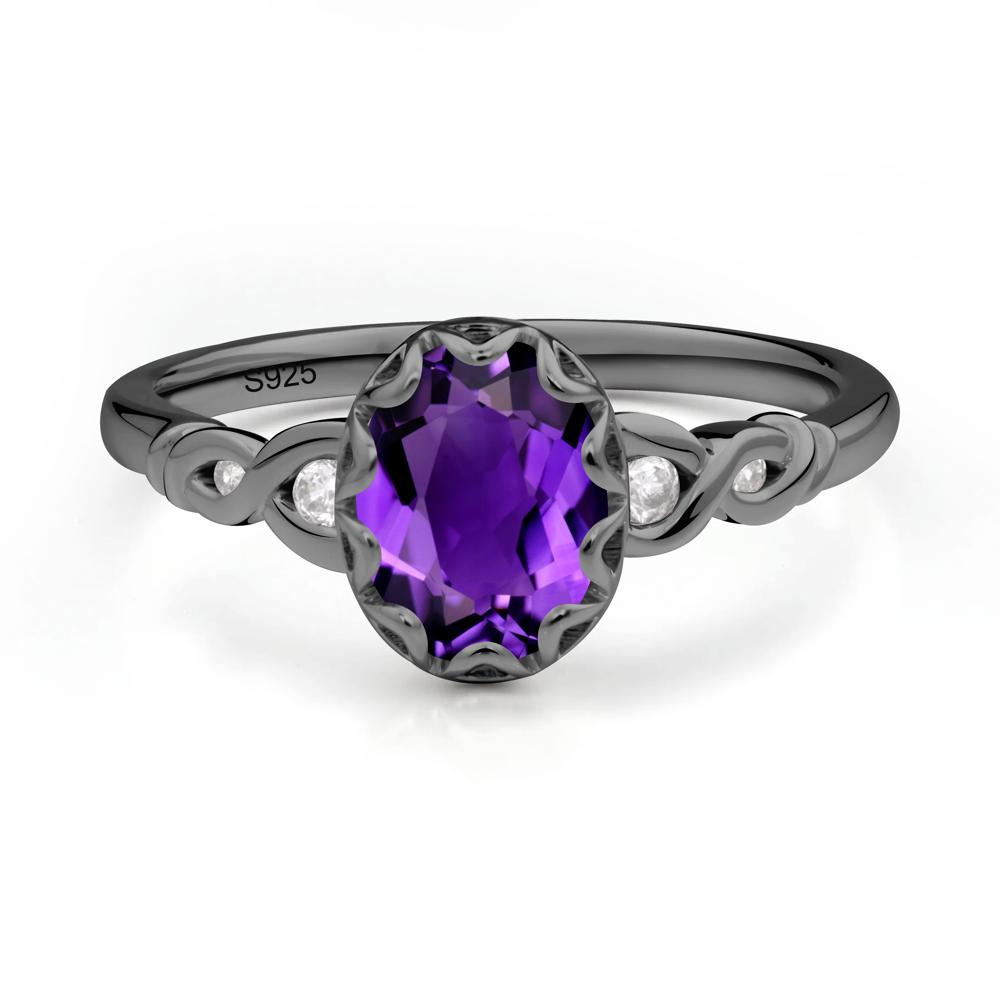 Amethyst Vintage Oval Engagement Ring - LUO Jewelry #metal_black finish sterling silver