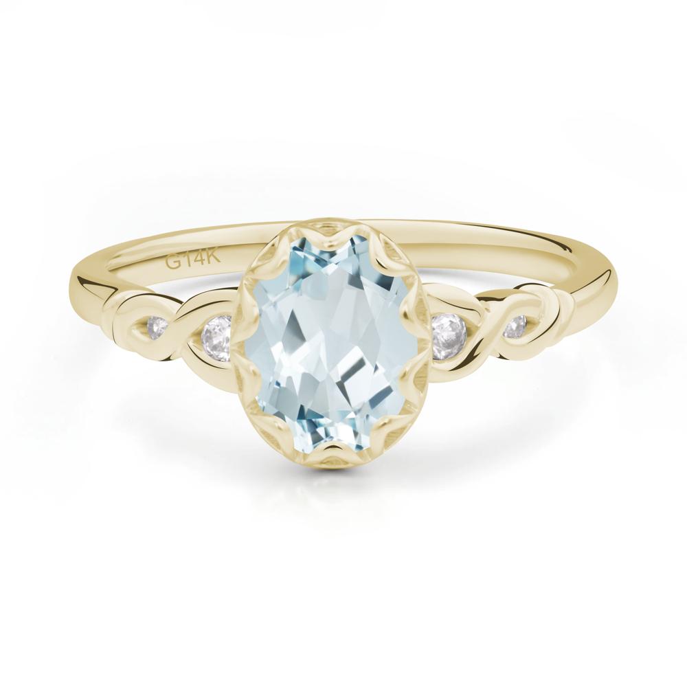 Vintage Aquamarine Oval Cut Engagement Ring - LUO Jewelry #metal_14k yellow gold