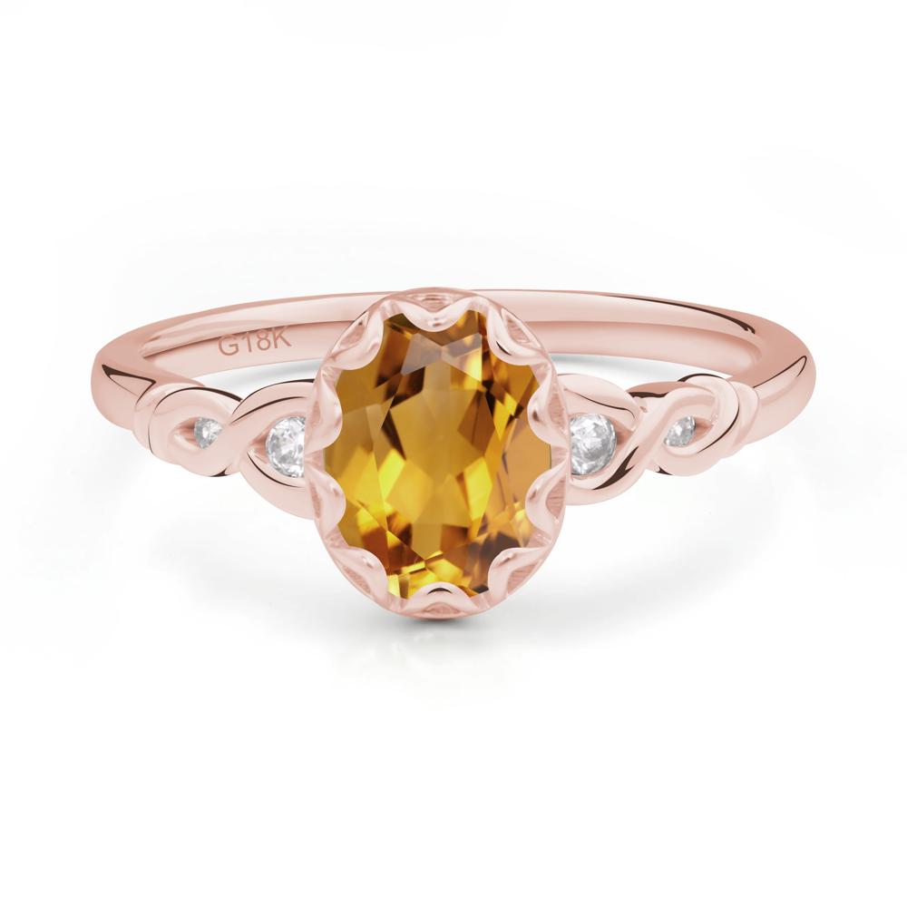 Vintage Citrine Oval Cut Engagement Ring - LUO Jewelry #metal_18k rose gold