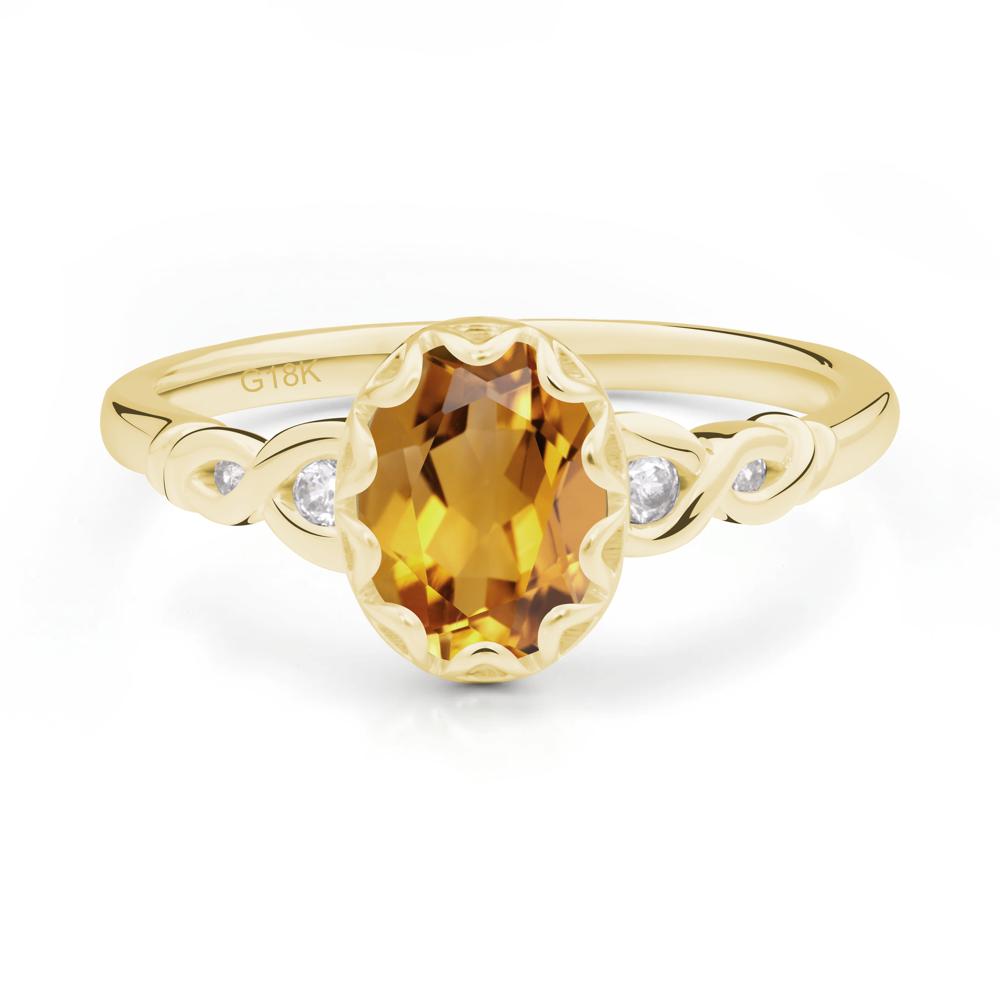 Vintage Citrine Oval Cut Engagement Ring - LUO Jewelry #metal_18k yellow gold