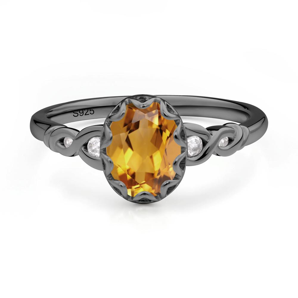 Vintage Citrine Oval Cut Engagement Ring - LUO Jewelry #metal_black finish sterling silver