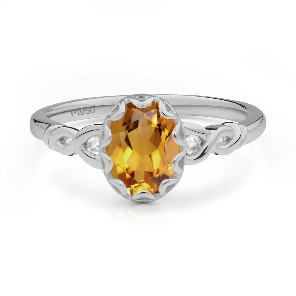 Vintage Citrine Oval Cut Engagement Ring - LUO Jewelry #metal_platinum