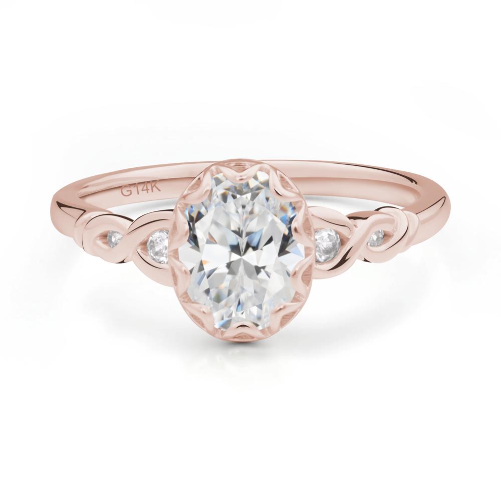 Cubic Zirconia Vintage Oval Engagement Ring - LUO Jewelry #metal_14k rose gold