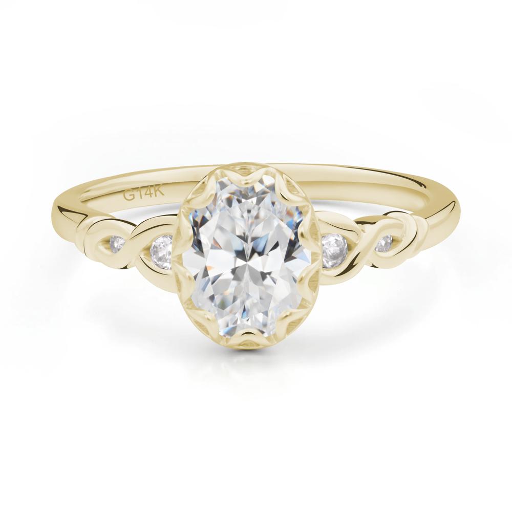 Cubic Zirconia Vintage Oval Engagement Ring - LUO Jewelry #metal_14k yellow gold
