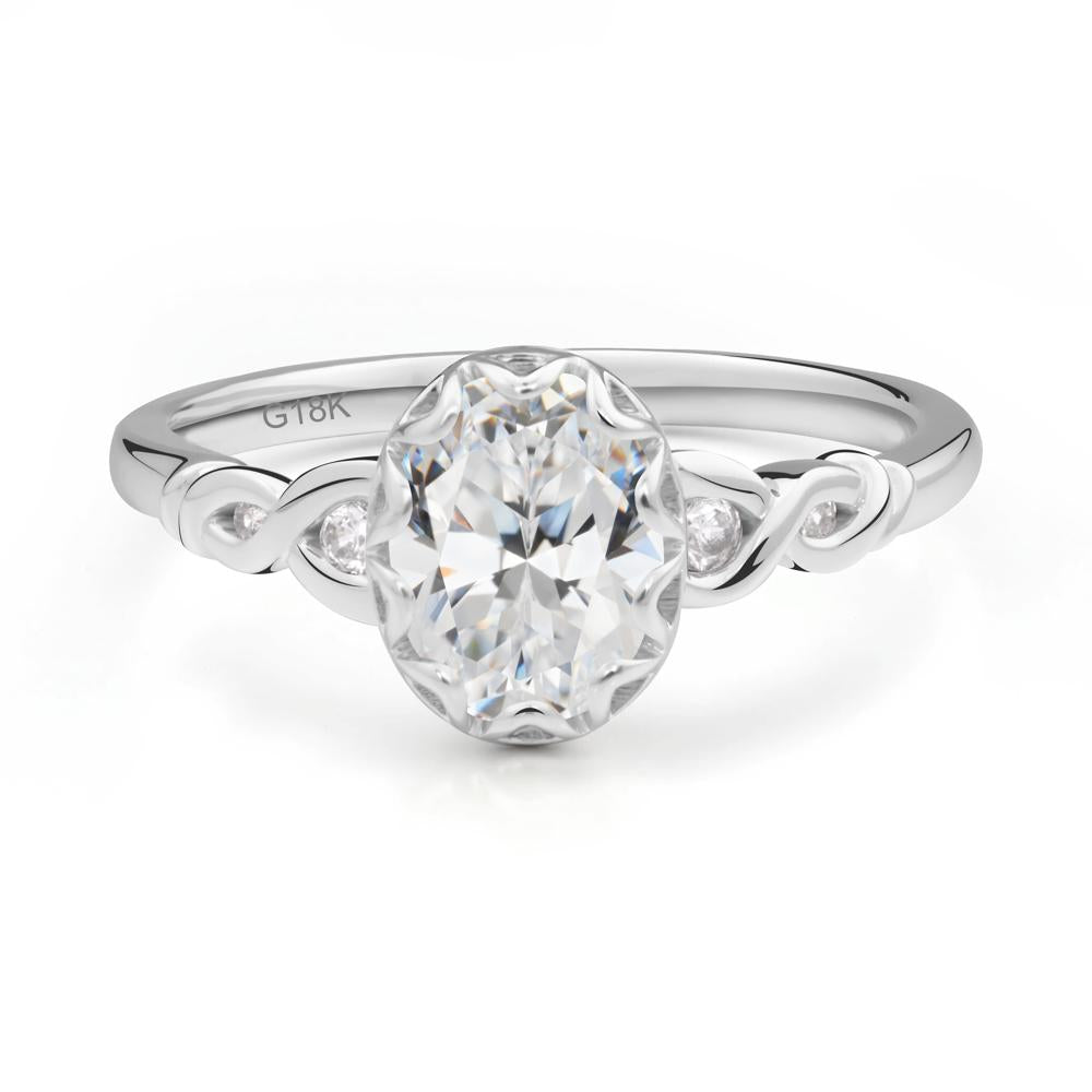Cubic Zirconia Vintage Oval Engagement Ring - LUO Jewelry #metal_18k white gold