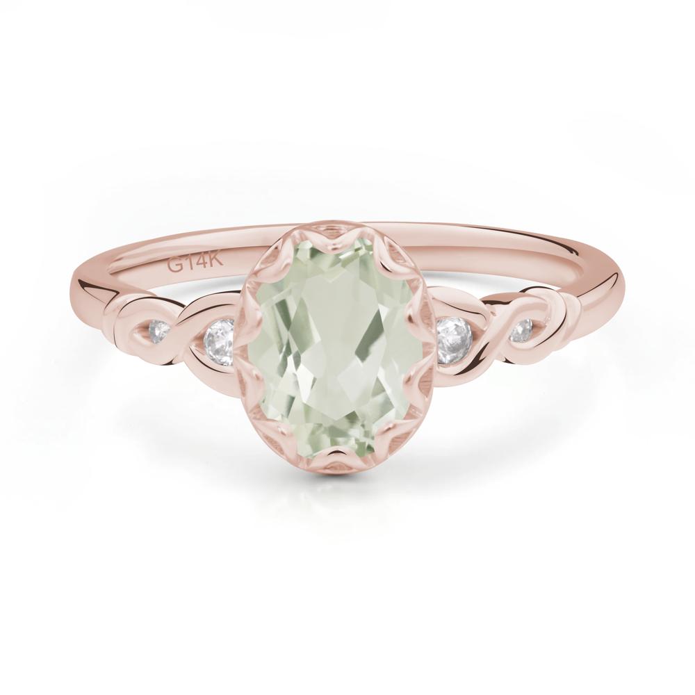 Green Amethyst Vintage Oval Engagement Ring - LUO Jewelry #metal_14k rose gold