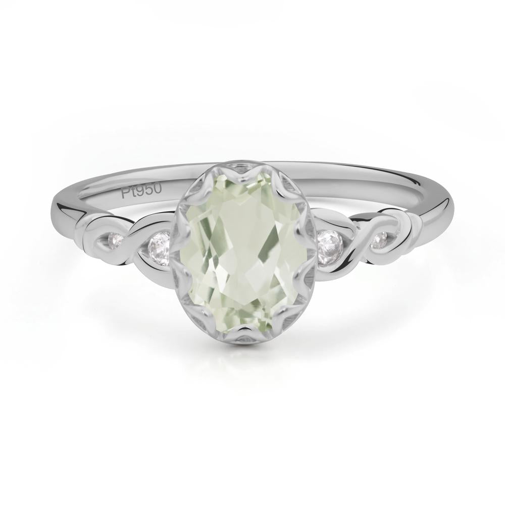 Green Amethyst Vintage Oval Engagement Ring - LUO Jewelry #metal_platinum