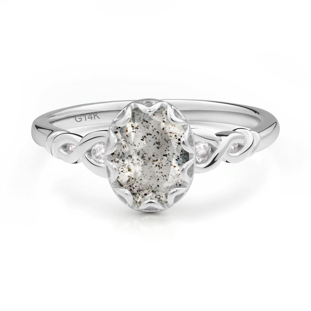 Herkimer Diamond Vintage Oval Engagement Ring - LUO Jewelry #metal_14k white gold