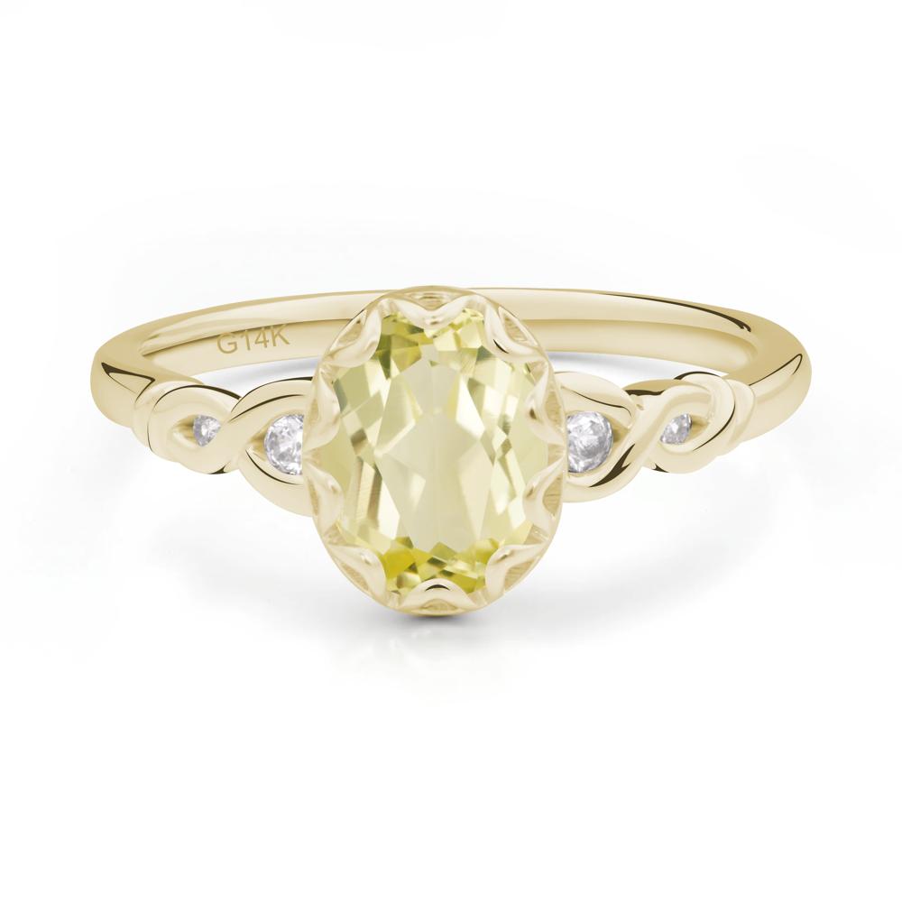 Lemon Quartz Vintage Oval Engagement Ring - LUO Jewelry #metal_14k yellow gold