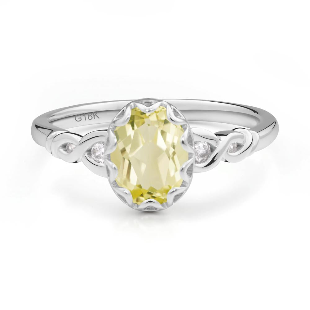 Lemon Quartz Vintage Oval Engagement Ring - LUO Jewelry #metal_18k white gold