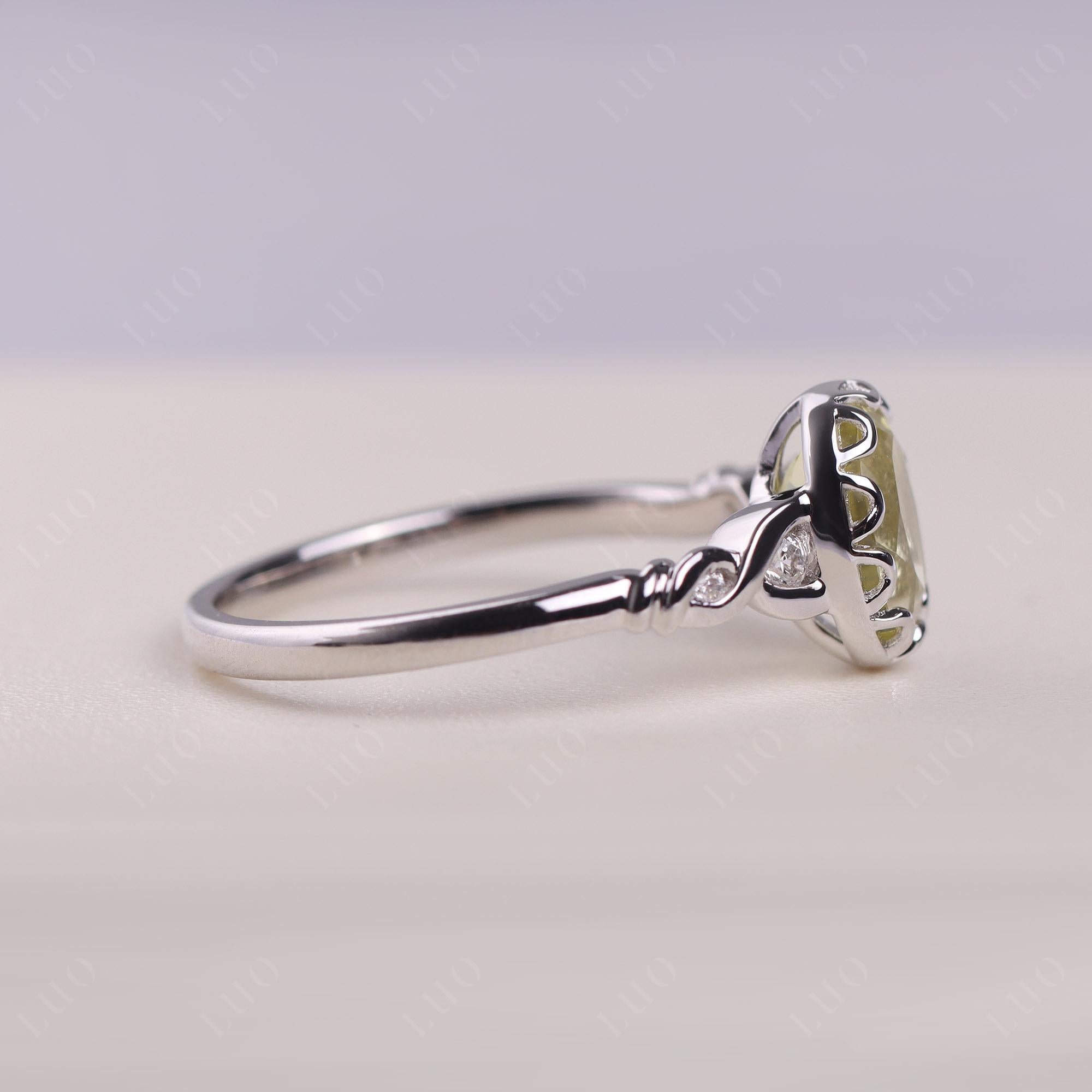 Lemon Quartz Vintage Oval Engagement Ring - LUO Jewelry 