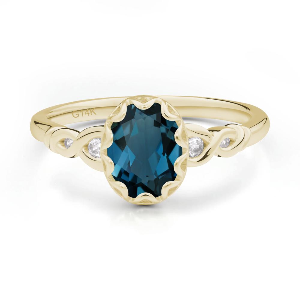 London Blue Topaz Vintage Oval Engagement Ring - LUO Jewelry #metal_14k yellow gold