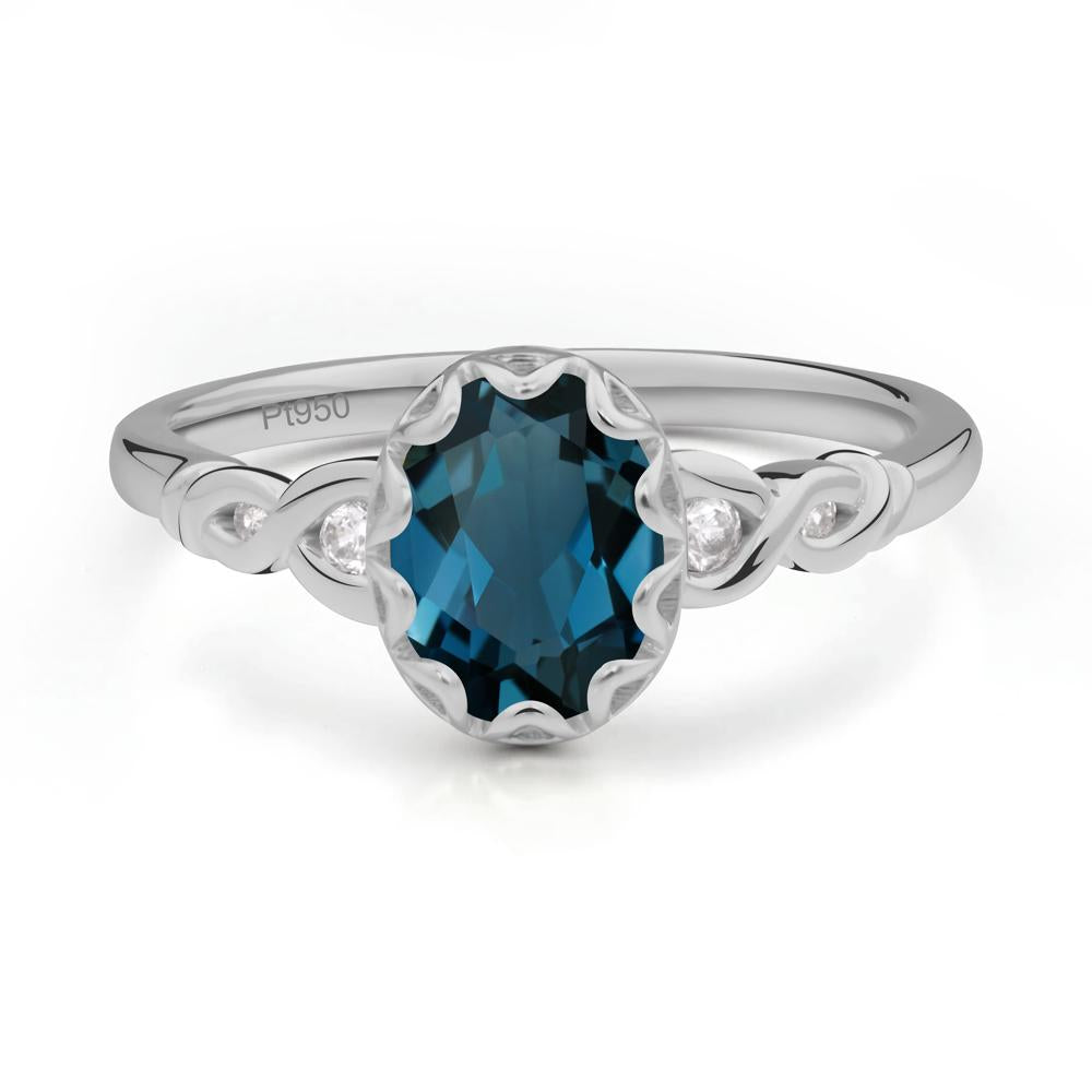 London Blue Topaz Vintage Oval Engagement Ring - LUO Jewelry #metal_platinum