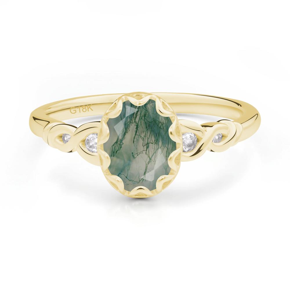 Vintage Moss Agate Oval Cut Engagement Ring - LUO Jewelry #metal_18k yellow gold
