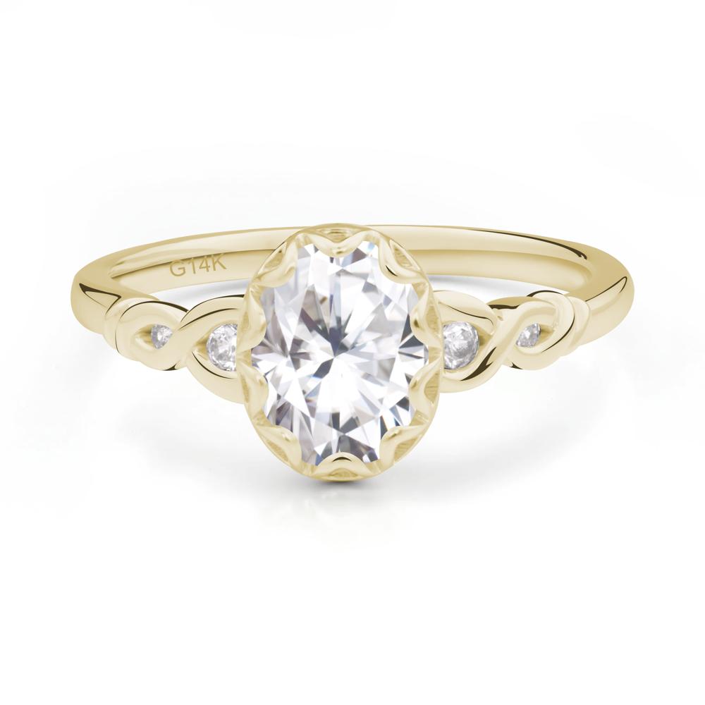 Vintage Moissanite Oval Cut Engagement Ring - LUO Jewelry #metal_14k yellow gold