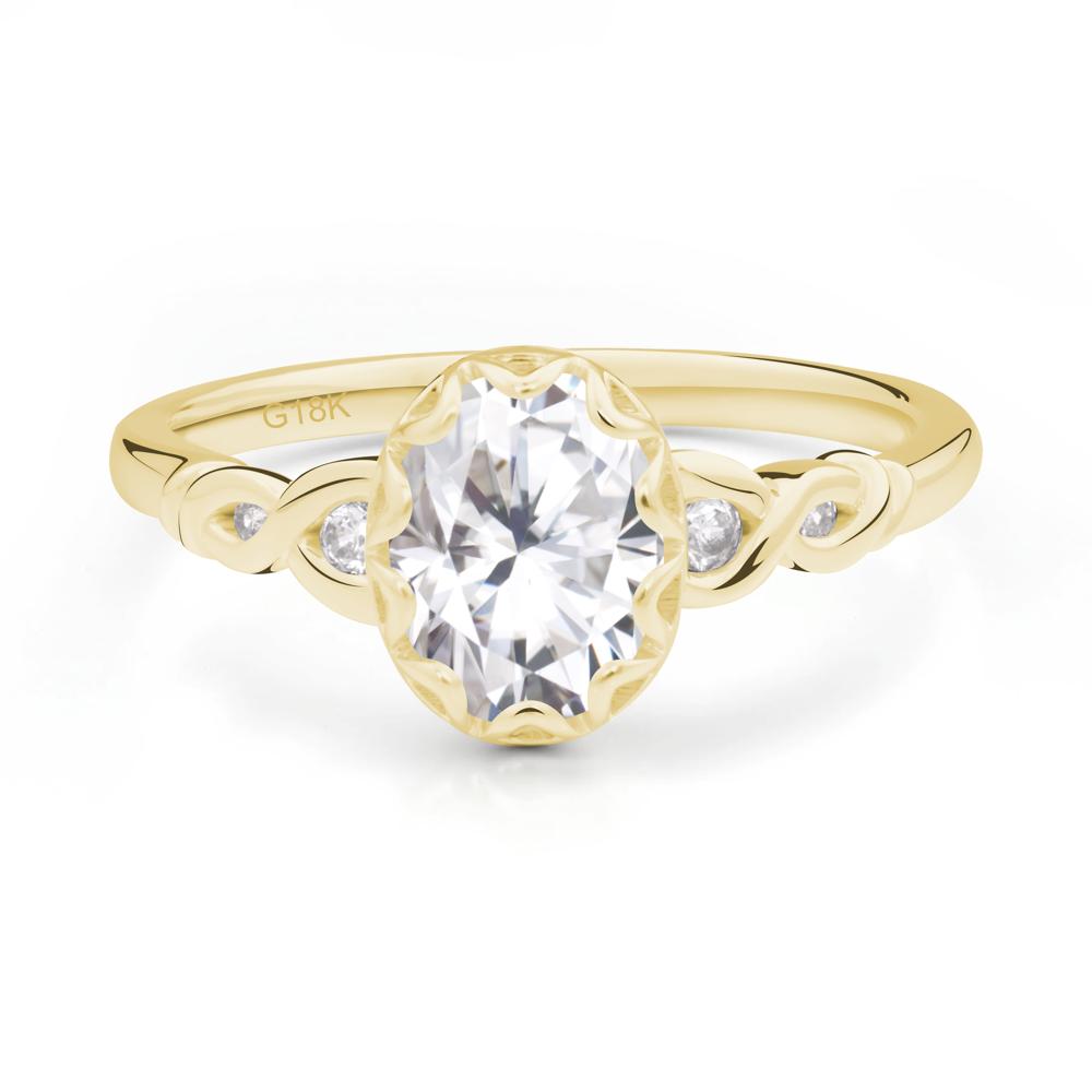Vintage Moissanite Oval Cut Engagement Ring - LUO Jewelry #metal_18k yellow gold