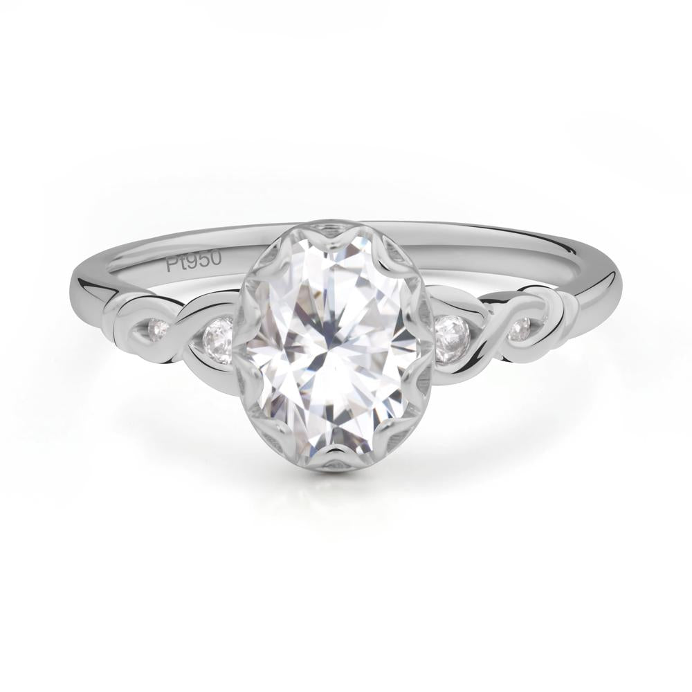 Vintage Moissanite Oval Cut Engagement Ring - LUO Jewelry #metal_platinum