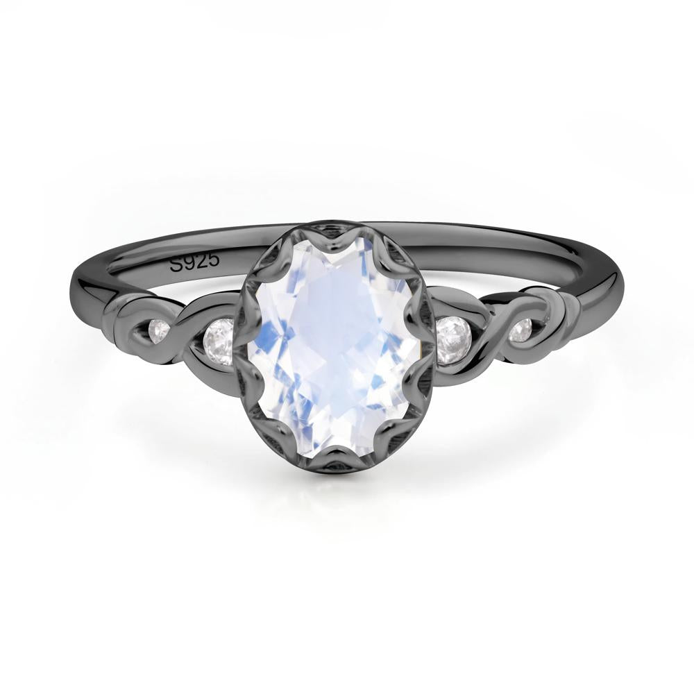 Moonstone Vintage Oval Engagement Ring - LUO Jewelry #metal_black finish sterling silver