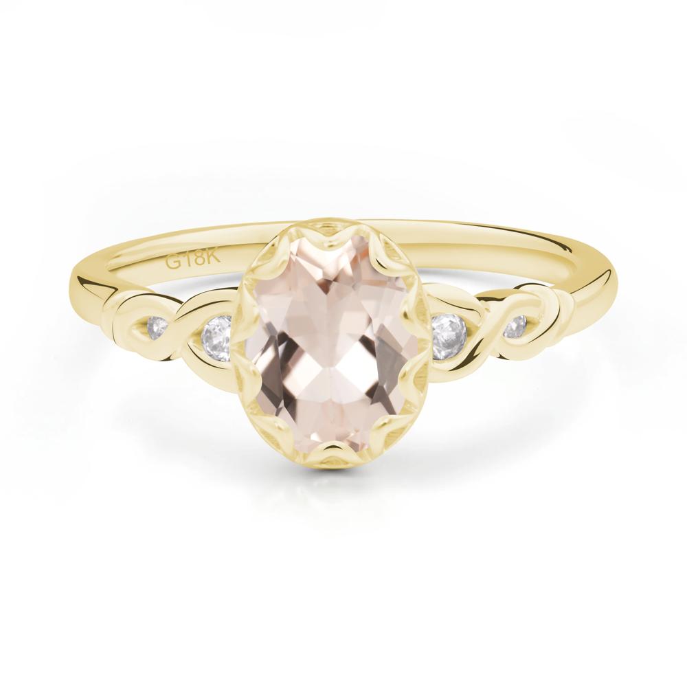 Morganite Vintage Oval Engagement Ring - LUO Jewelry #metal_18k yellow gold