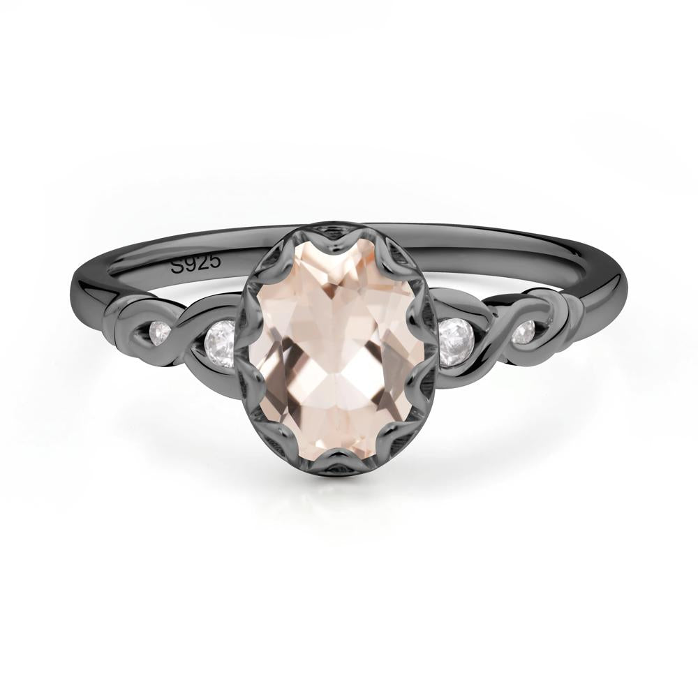 Morganite Vintage Oval Engagement Ring - LUO Jewelry #metal_black finish sterling silver