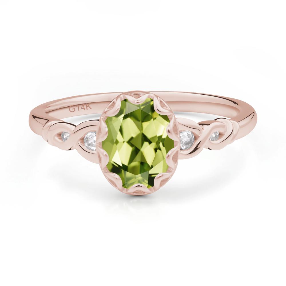 Peridot Vintage Oval Engagement Ring - LUO Jewelry #metal_14k rose gold