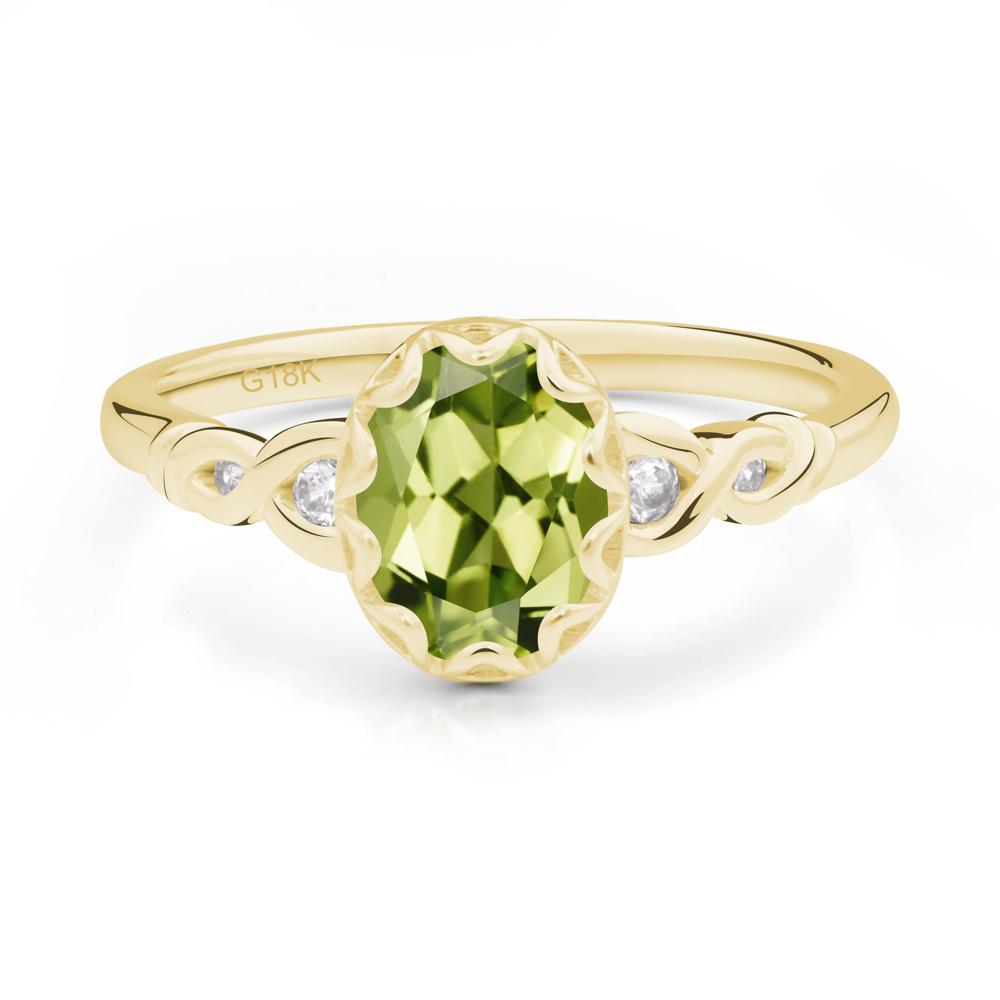 Peridot Vintage Oval Engagement Ring - LUO Jewelry #metal_18k yellow gold