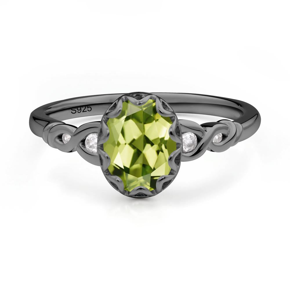 Peridot Vintage Oval Engagement Ring - LUO Jewelry #metal_black finish sterling silver