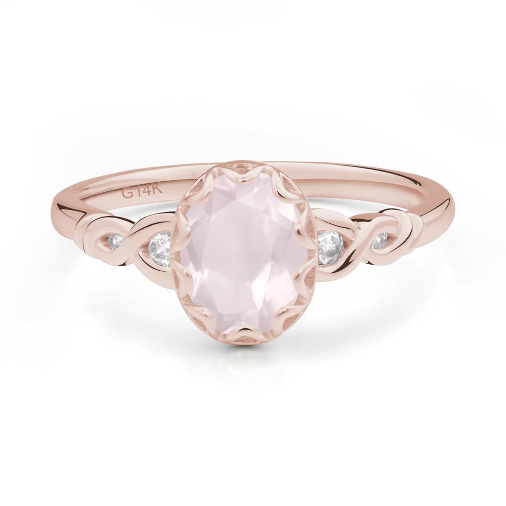 Vintage Rose Quartz Oval Cut Engagement Ring - LUO Jewelry #metal_14k rose gold