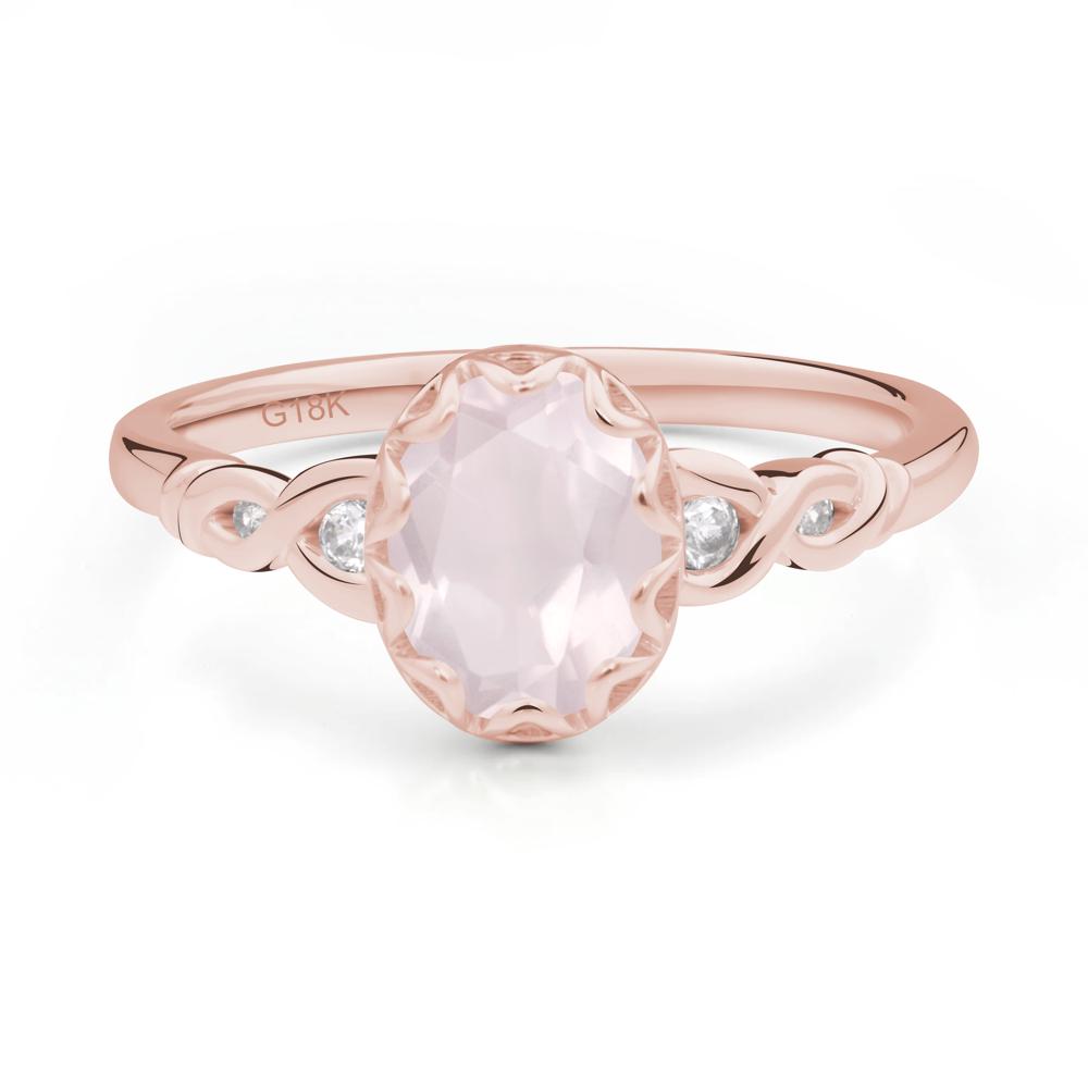 Vintage Rose Quartz Oval Cut Engagement Ring - LUO Jewelry #metal_18k rose gold