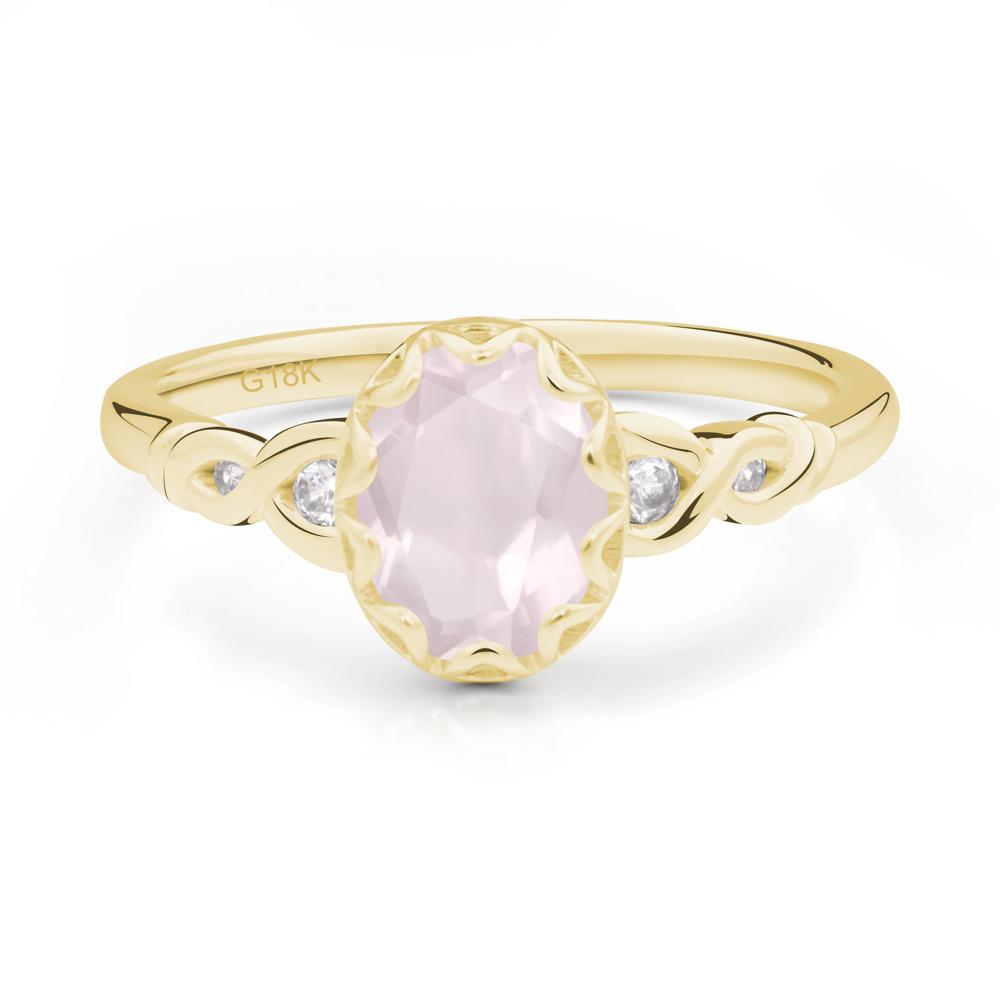 Vintage Rose Quartz Oval Cut Engagement Ring - LUO Jewelry #metal_18k yellow gold
