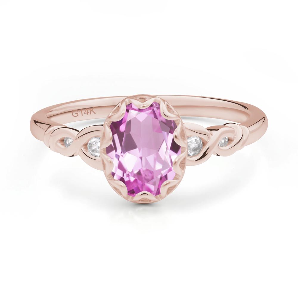 Vintage Pink Sapphire Oval Cut Engagement Ring - LUO Jewelry #metal_14k rose gold