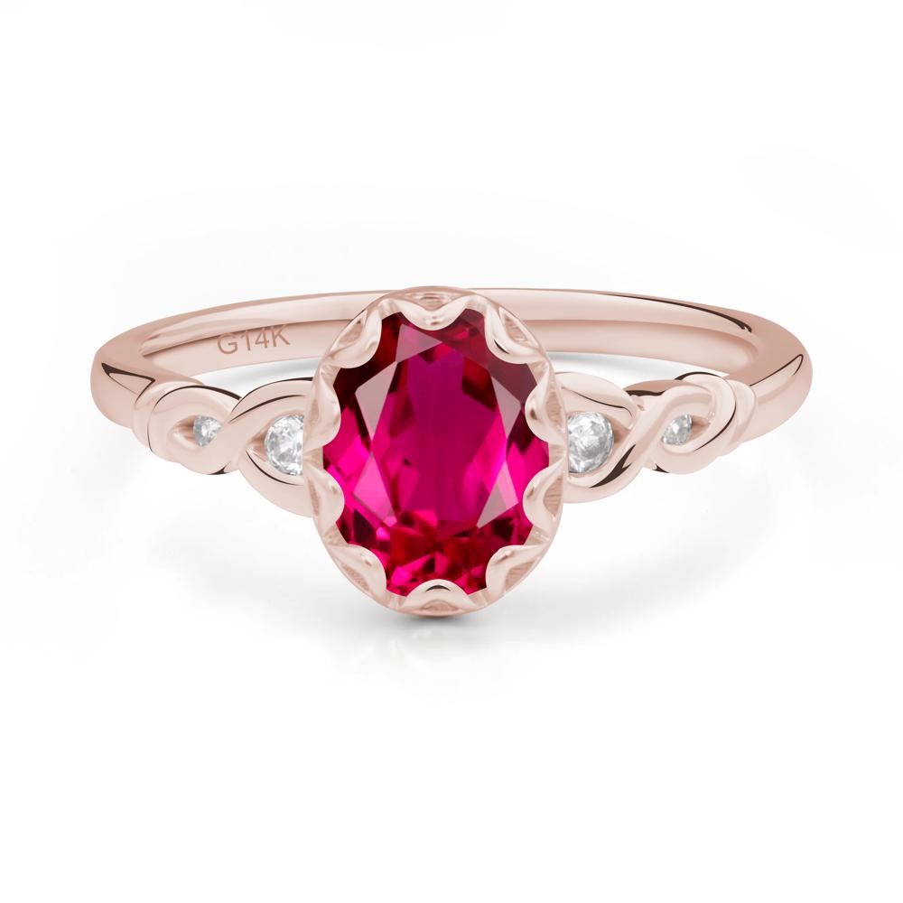 Ruby Vintage Oval Engagement Ring - LUO Jewelry #metal_14k rose gold