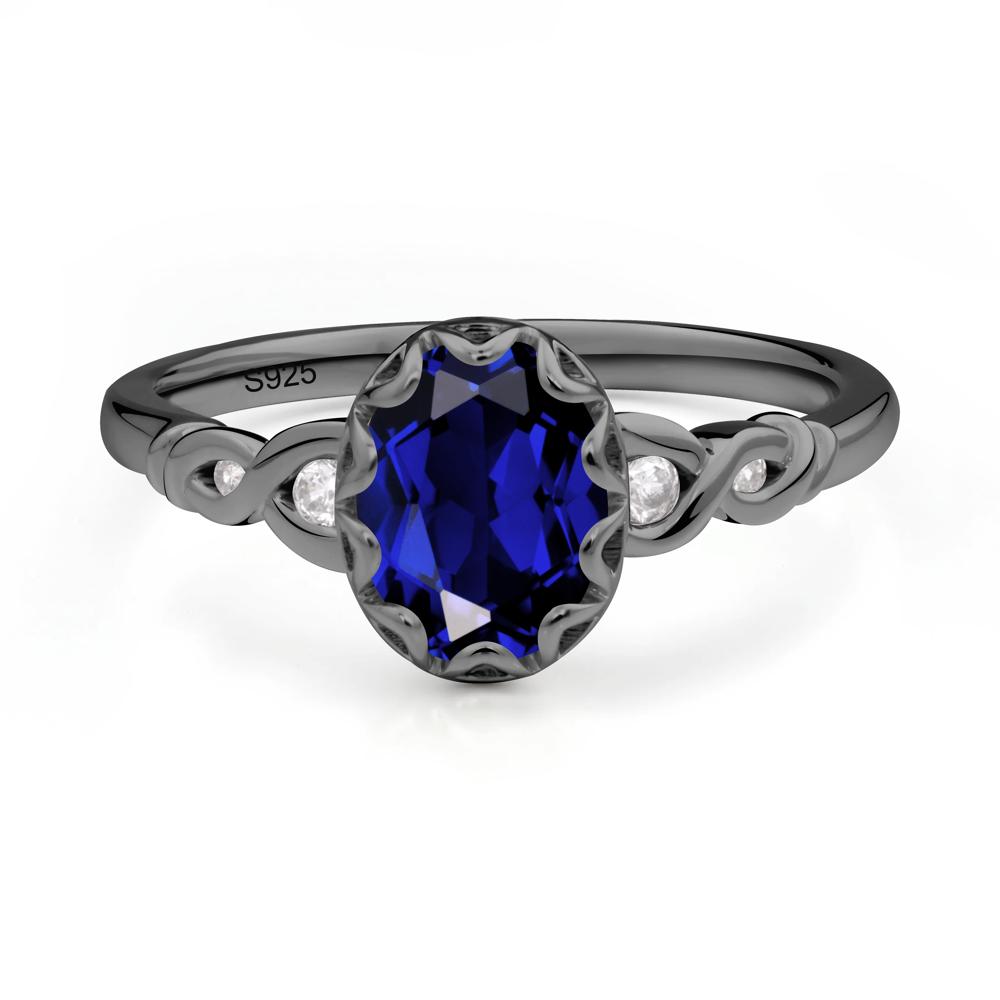 Sapphire Vintage Oval Engagement Ring - LUO Jewelry #metal_black finish sterling silver