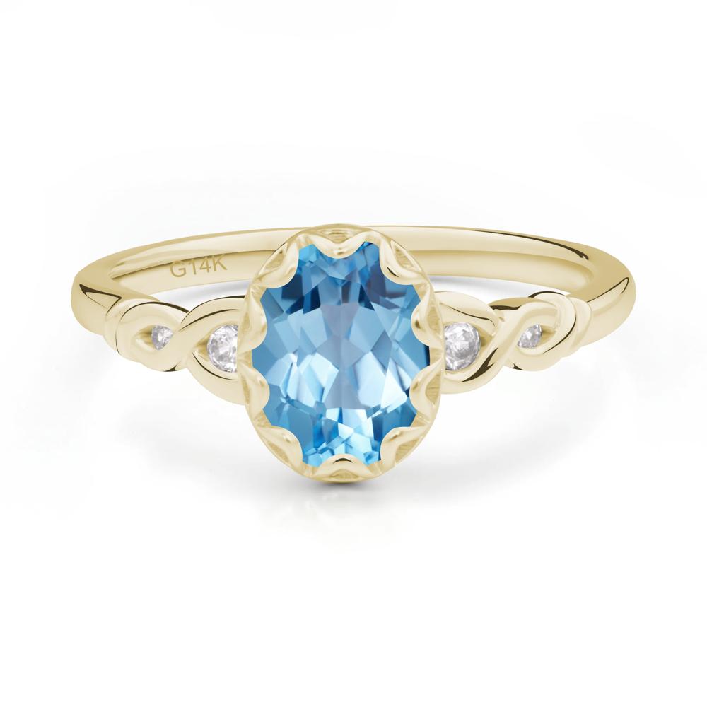 Swiss Blue Topaz Vintage Oval Engagement Ring - LUO Jewelry #metal_14k yellow gold