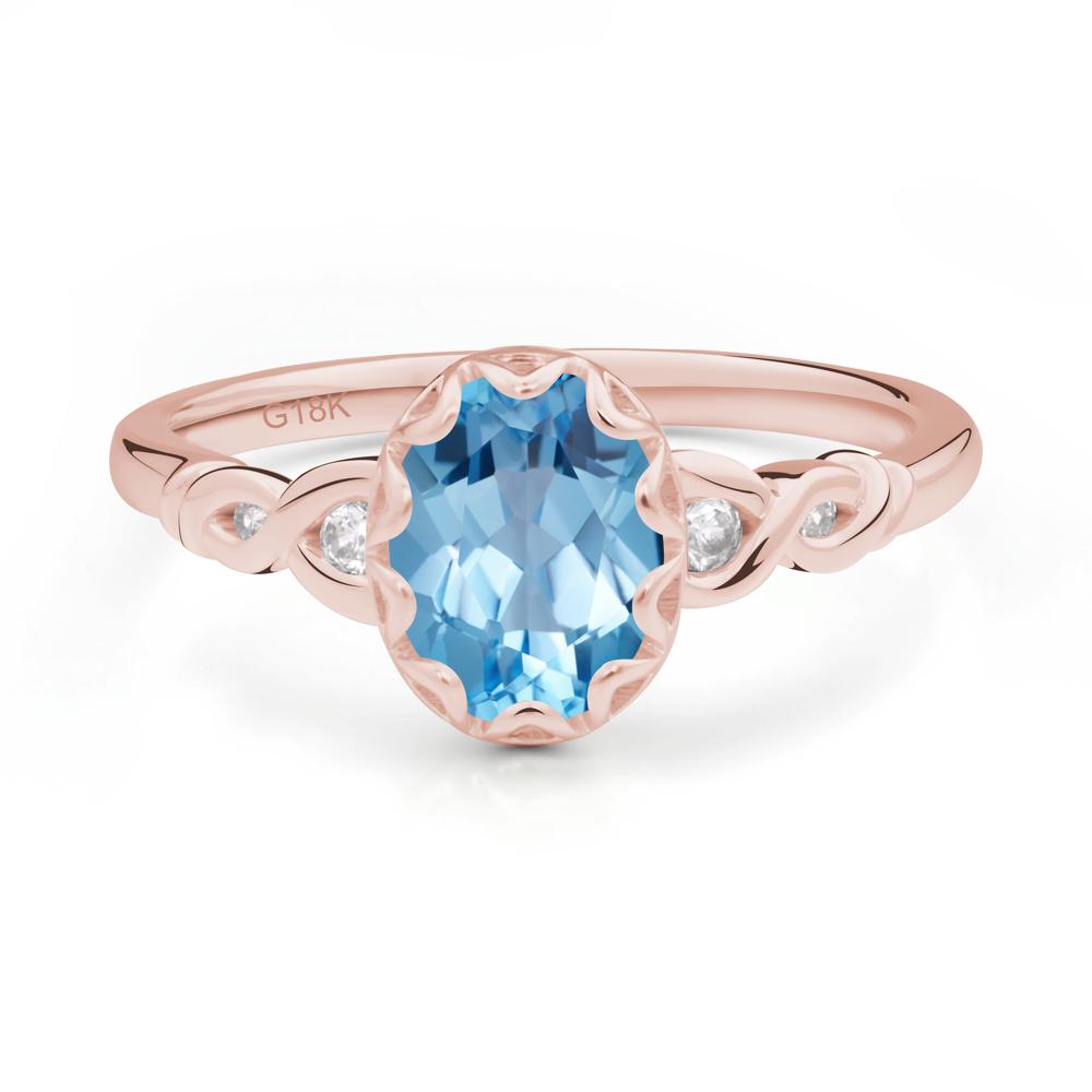 Swiss Blue Topaz Vintage Oval Engagement Ring - LUO Jewelry #metal_18k rose gold