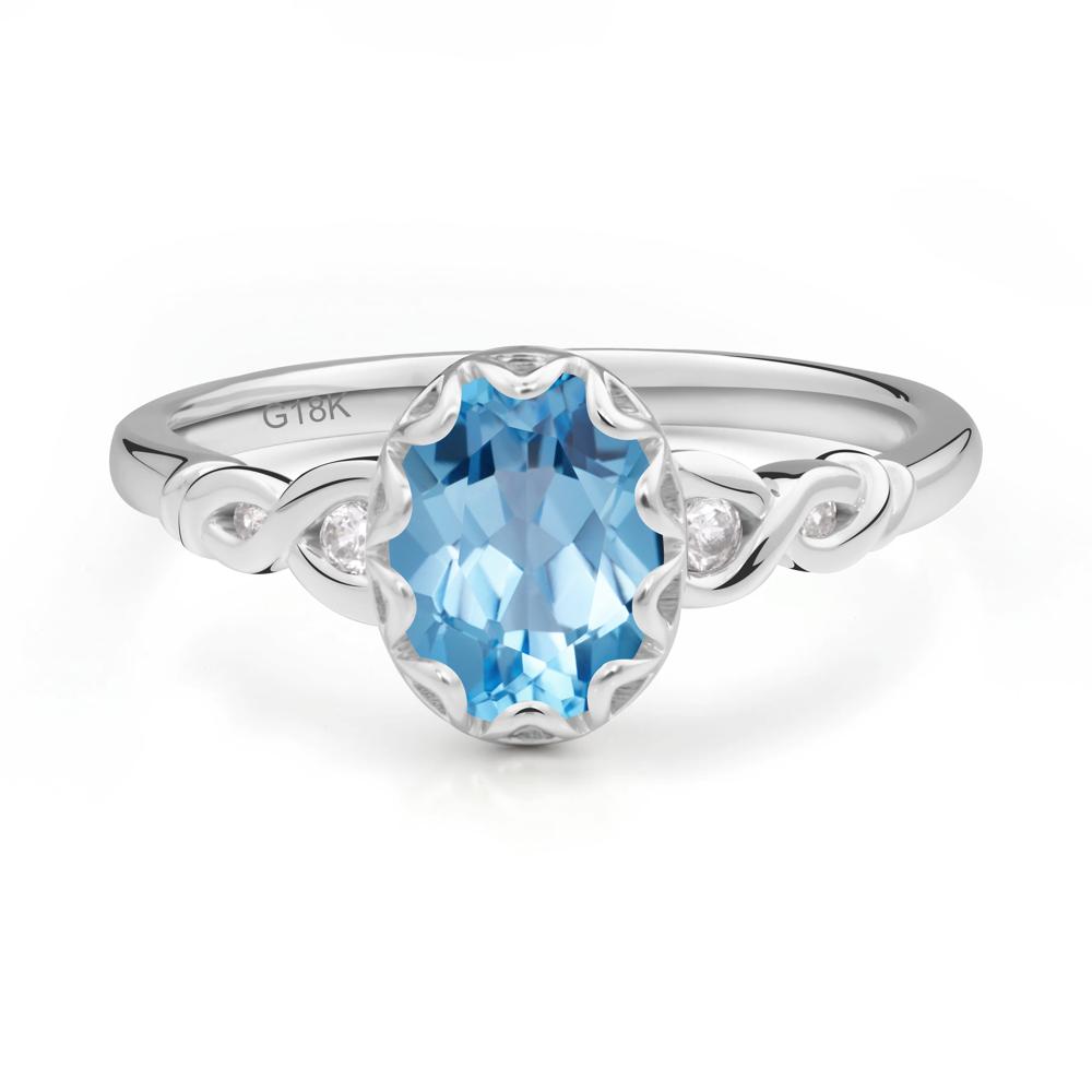 Swiss Blue Topaz Vintage Oval Engagement Ring - LUO Jewelry #metal_18k white gold