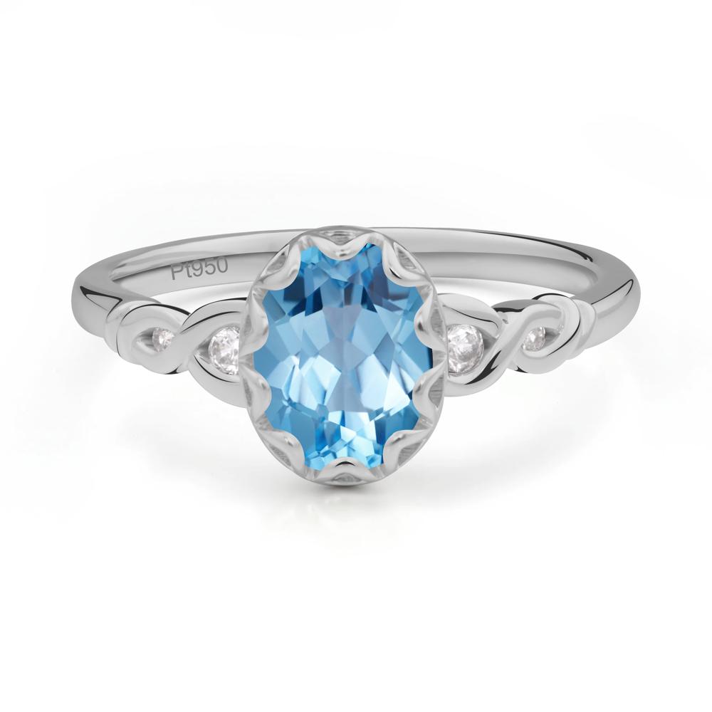 Swiss Blue Topaz Vintage Oval Engagement Ring - LUO Jewelry #metal_platinum