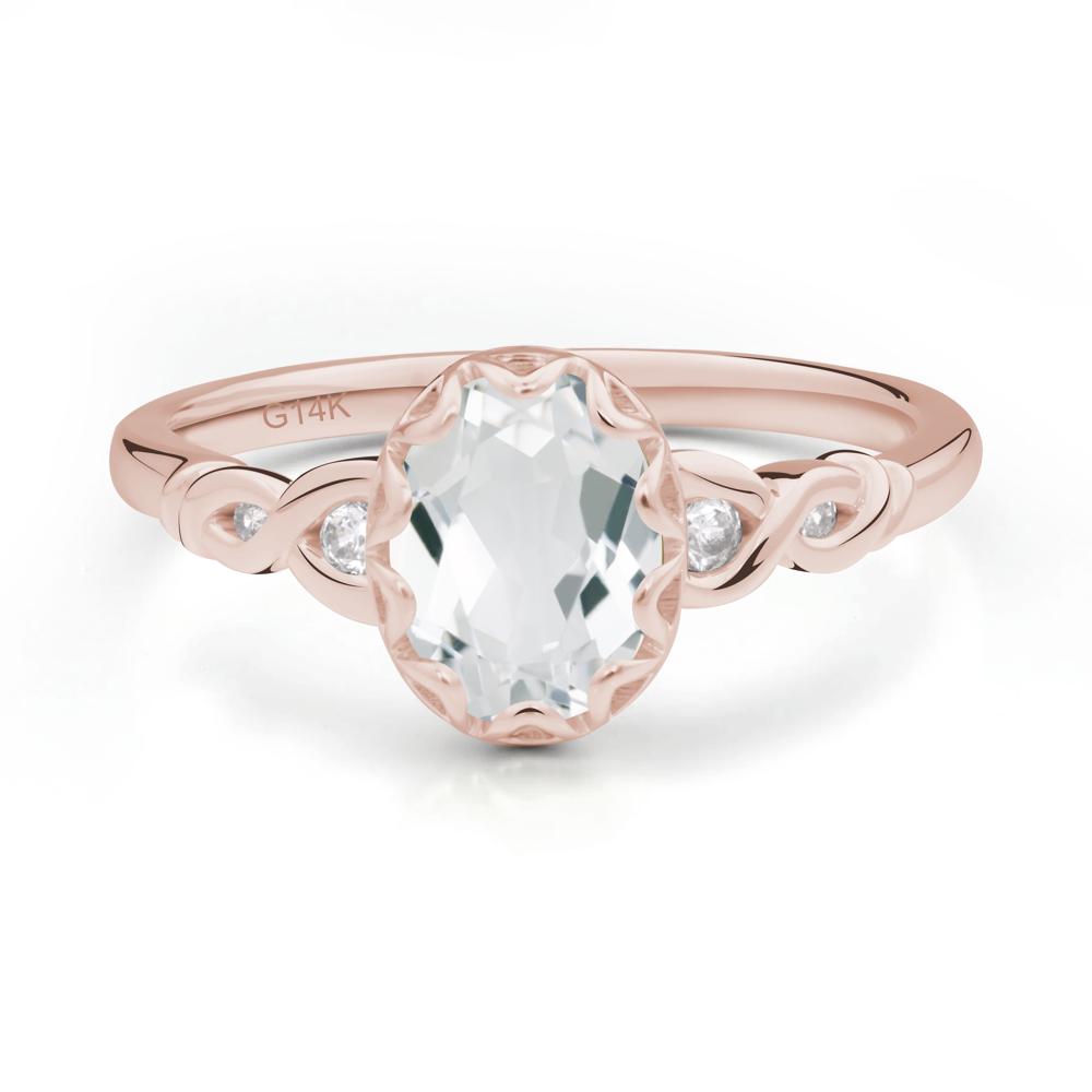 White Topaz Vintage Oval Engagement Ring - LUO Jewelry #metal_14k rose gold