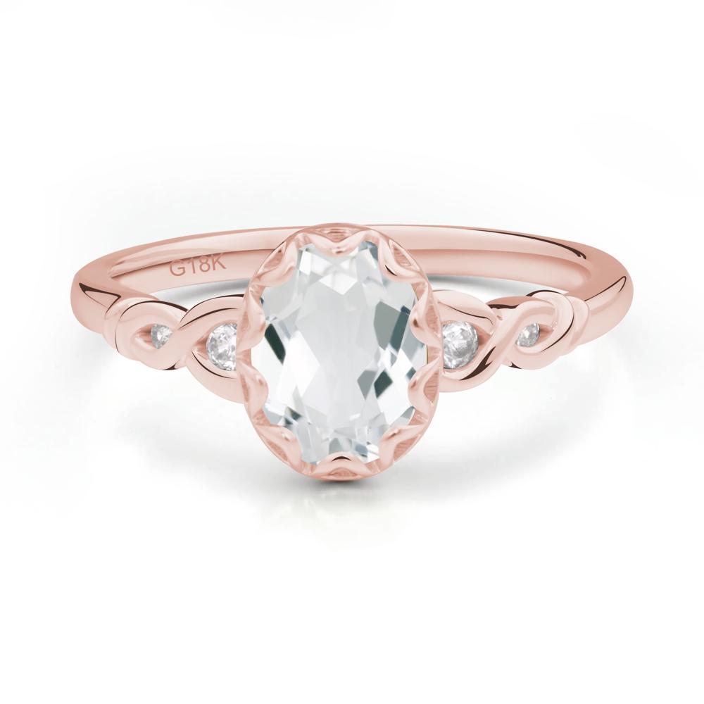 White Topaz Vintage Oval Engagement Ring - LUO Jewelry #metal_18k rose gold
