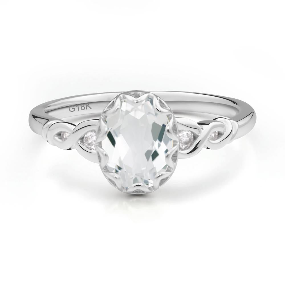 White Topaz Vintage Oval Engagement Ring - LUO Jewelry #metal_18k white gold