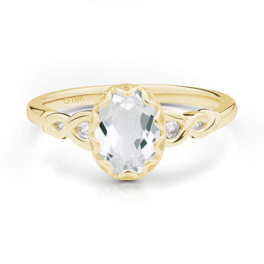 White Topaz Vintage Oval Engagement Ring - LUO Jewelry #metal_18k yellow gold