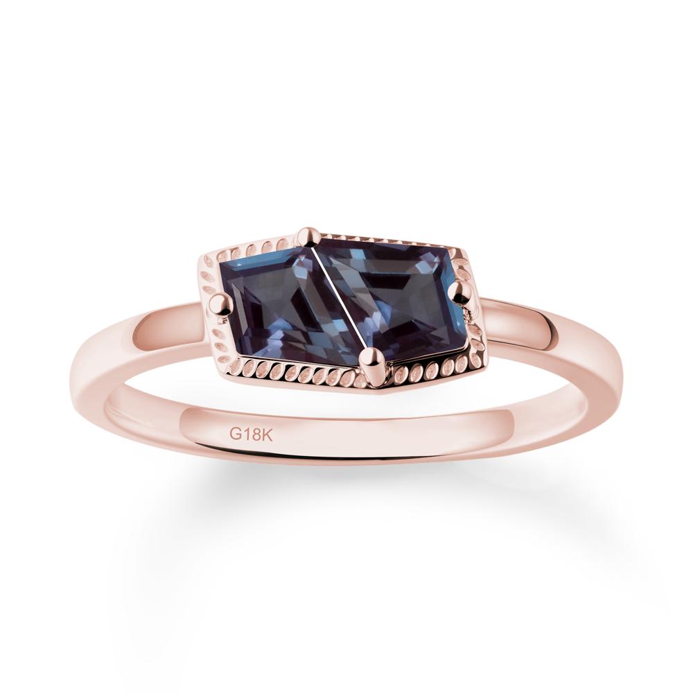 Two Stone Kite Shaped Alexandrite Ring - LUO Jewelry #metal_18k rose gold