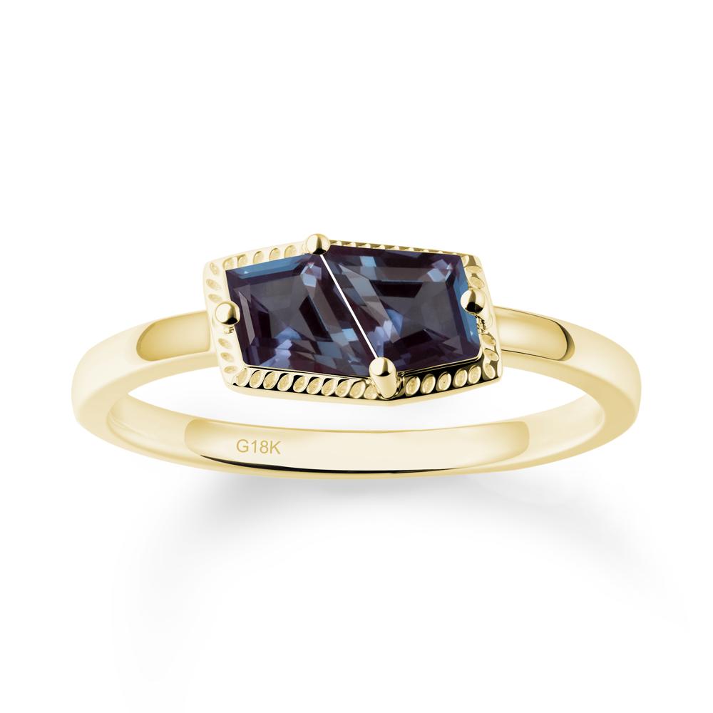 Two Stone Kite Shaped Alexandrite Ring - LUO Jewelry #metal_18k yellow gold