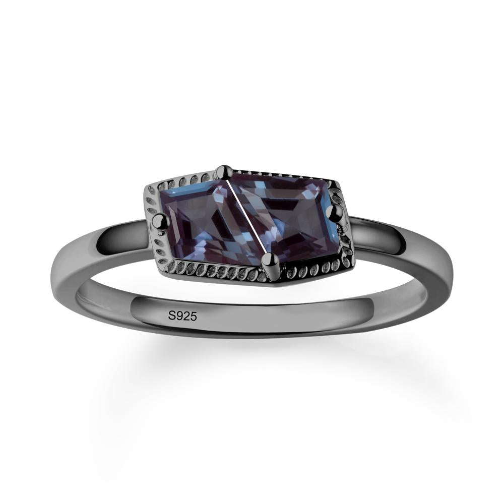 Two Stone Kite Shaped Alexandrite Ring - LUO Jewelry #metal_black finish sterling silver