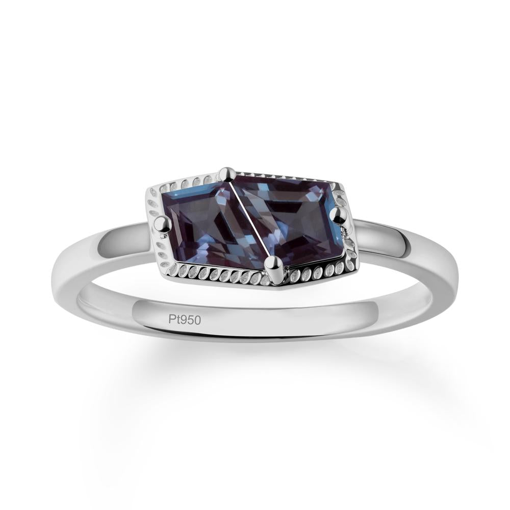 Two Stone Kite Shaped Alexandrite Ring - LUO Jewelry #metal_platinum