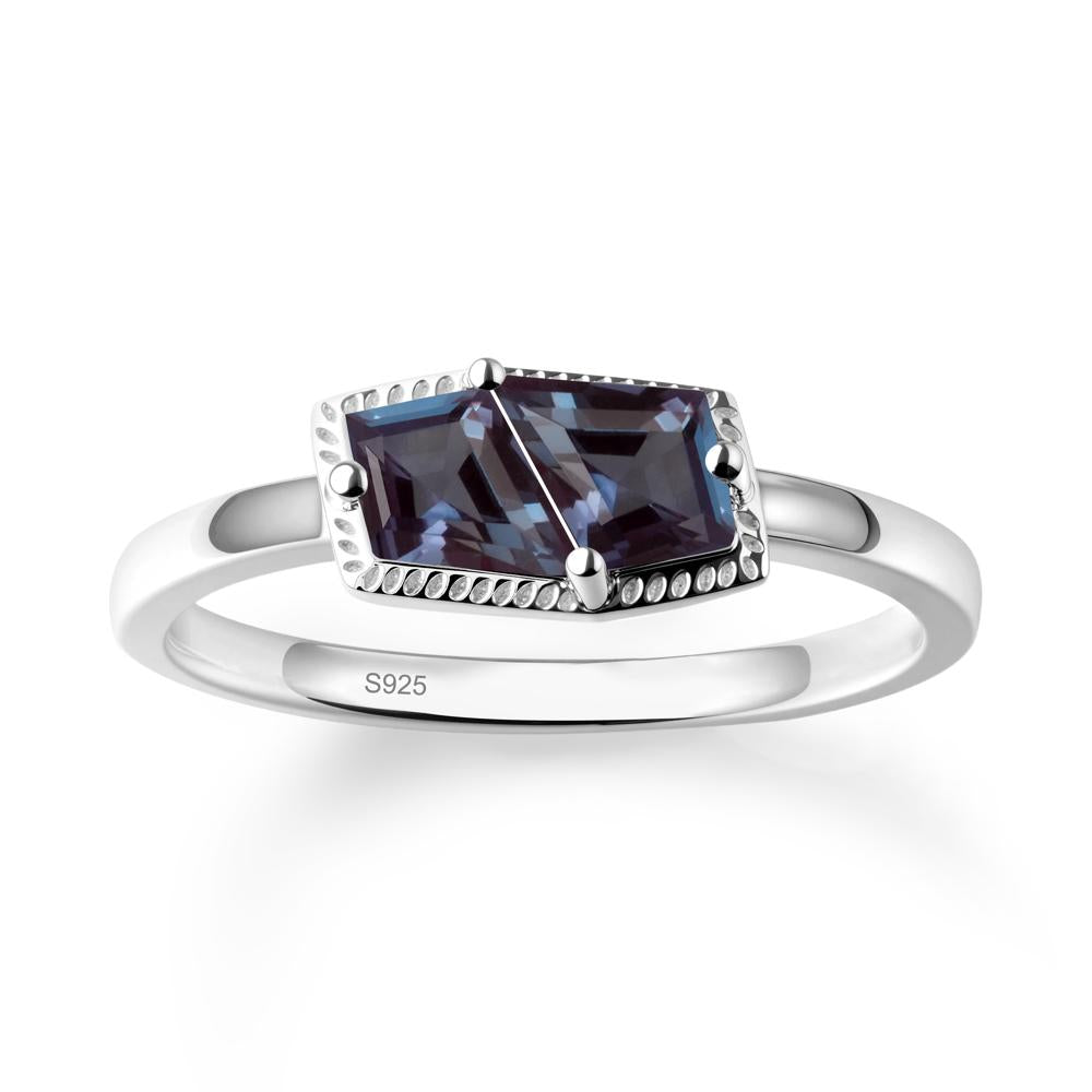 Two Stone Kite Shaped Alexandrite Ring - LUO Jewelry #metal_sterling silver