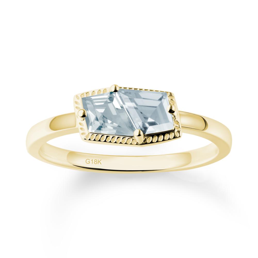 Unique Two Stone Aquamarine Ring In Sterlling Silver - LUO Jewelry #metal_18k yellow gold