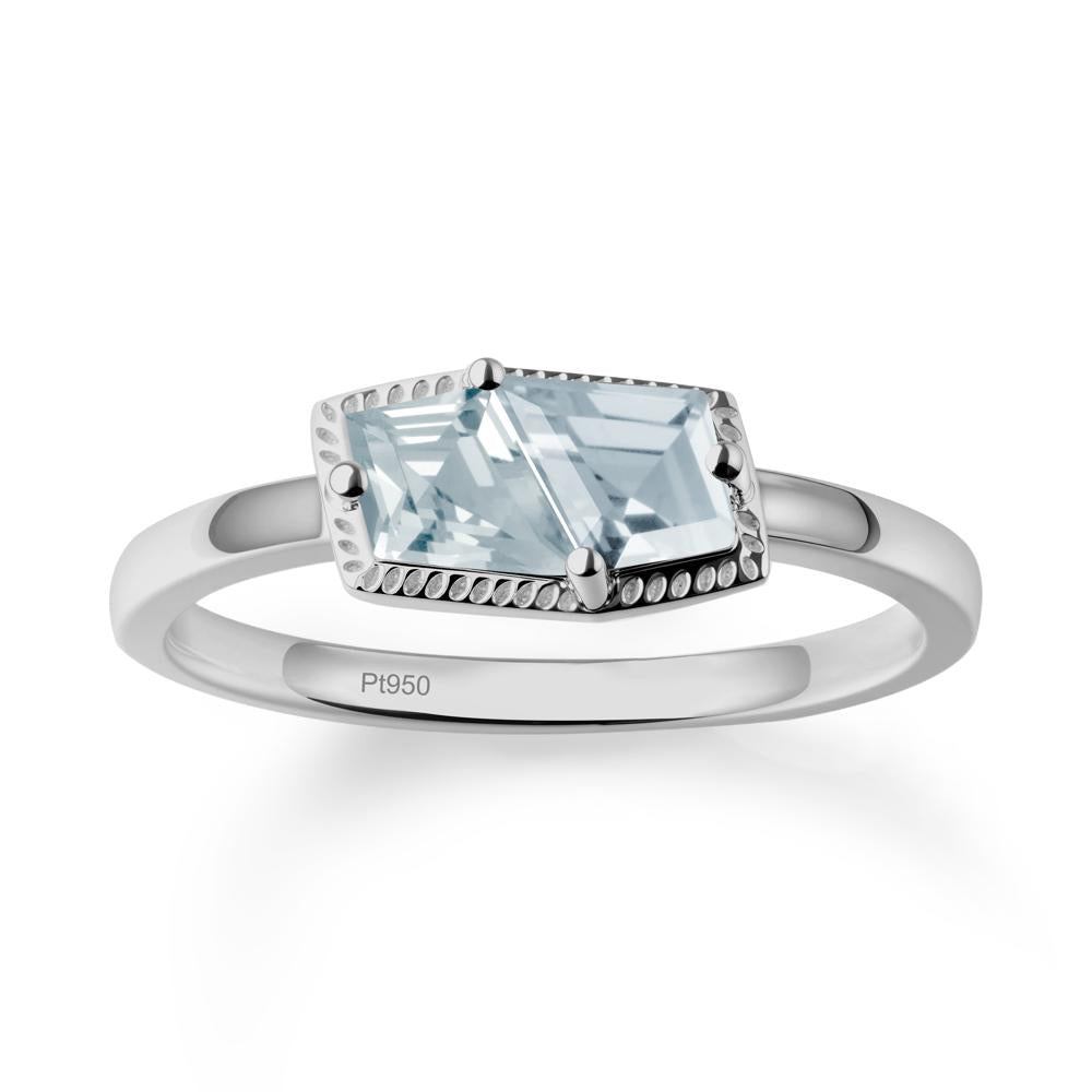Unique Two Stone Aquamarine Ring In Sterlling Silver - LUO Jewelry #metal_platinum
