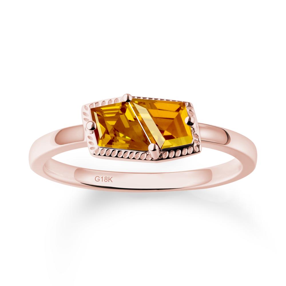 Two Stone Kite Shaped Citrine Ring - LUO Jewelry #metal_18k rose gold